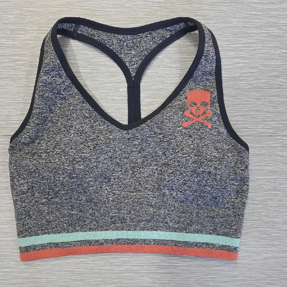 SoulCycle Longline Sports Bra Skull & Bones Graphic Size M